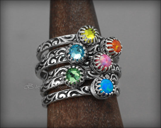 Gallery Set Birthstone or Opal Ring  (4mm) - LE Jewelry Designs