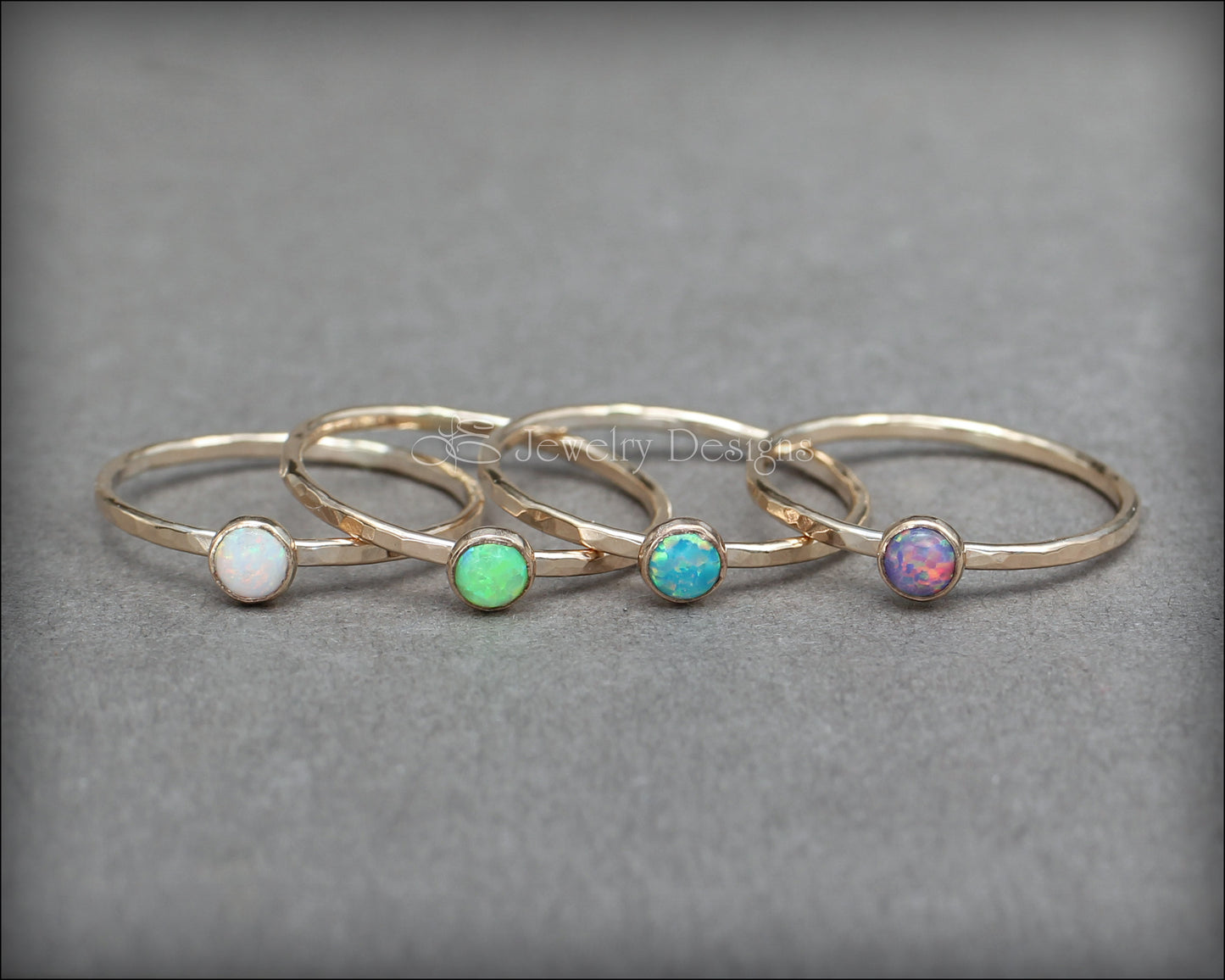 Gold Opal Stacking Ring - (4mm) - LE Jewelry Designs