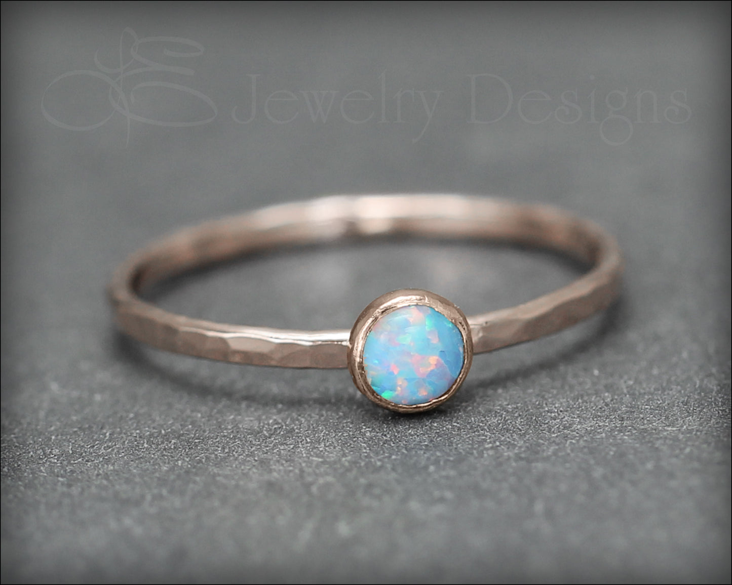 Gold Opal Stacking Ring - (4mm) - LE Jewelry Designs