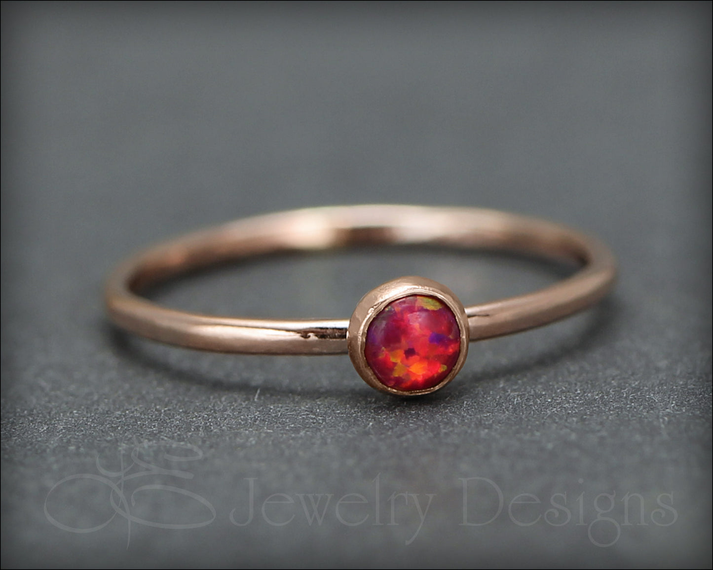 Gold Opal Stacking Ring - (4mm) - LE Jewelry Designs