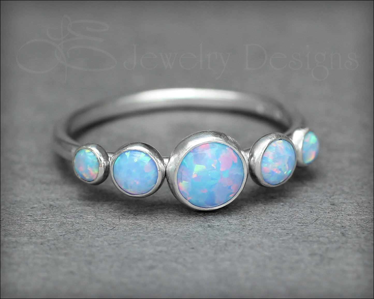 5-Stone Sterling Opal Ring - LE Jewelry Designs