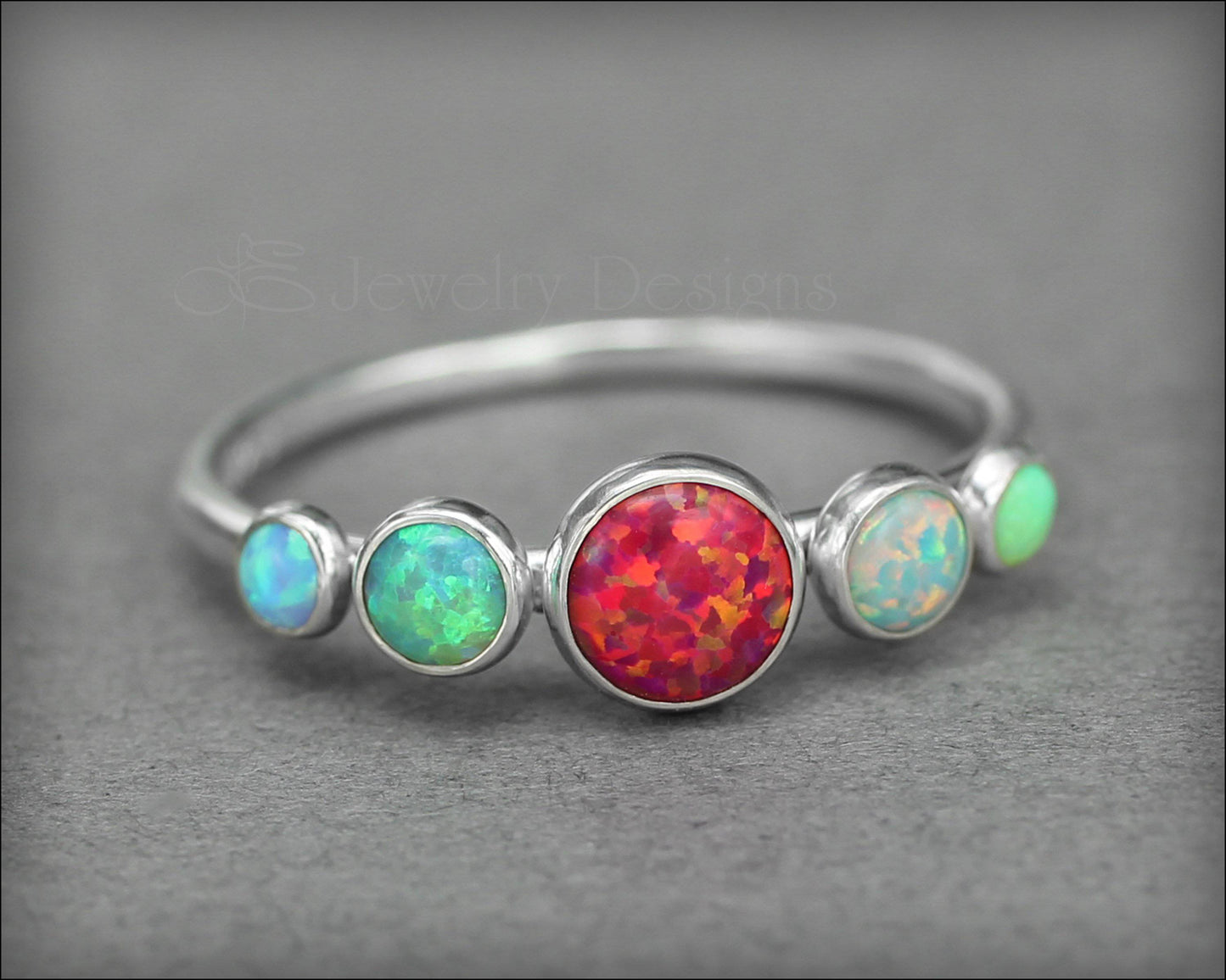 5-Stone Sterling Opal Ring - LE Jewelry Designs