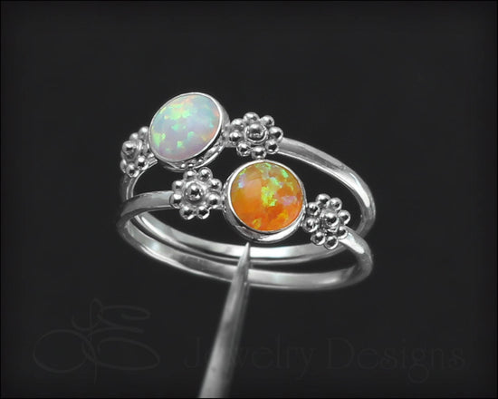 Sterling Opal Flower Ring - LE Jewelry Designs