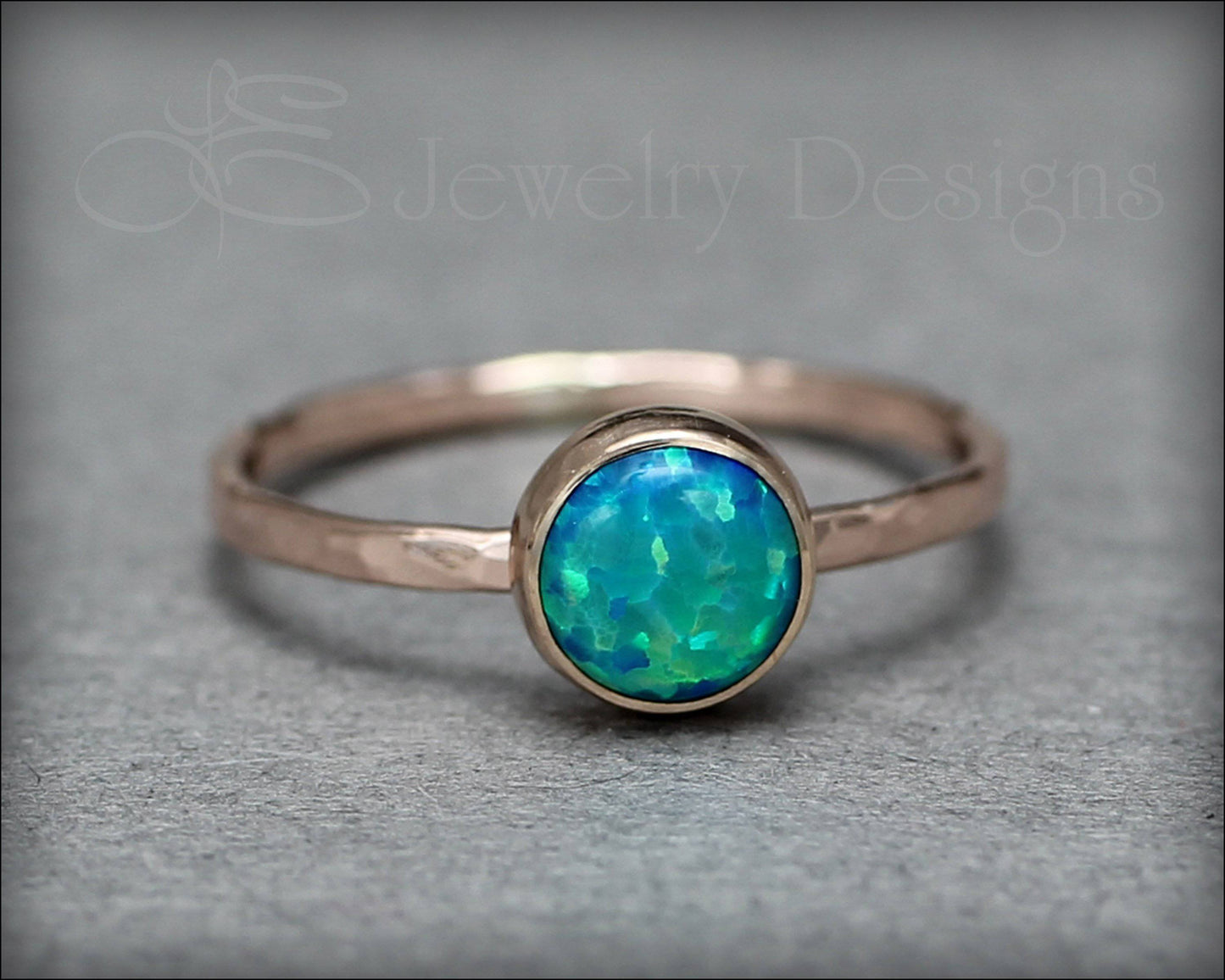 Gold Opal Stacking Ring - (6mm) - LE Jewelry Designs