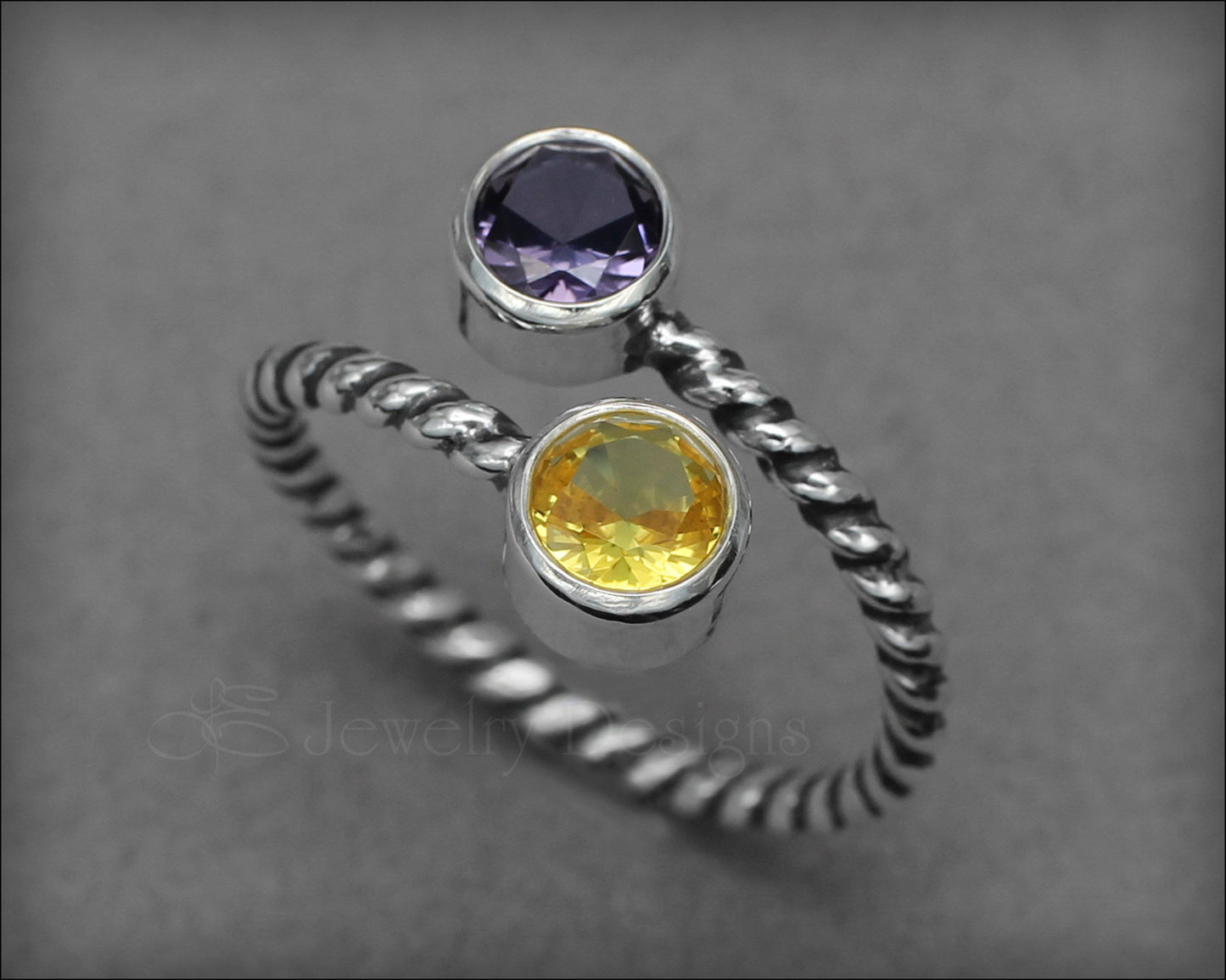 Twisted Sterling Dual Birthstone Ring - LE Jewelry Designs