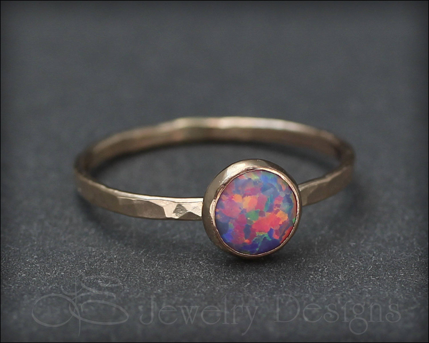Gold Opal Stacking Ring - (6mm) - LE Jewelry Designs