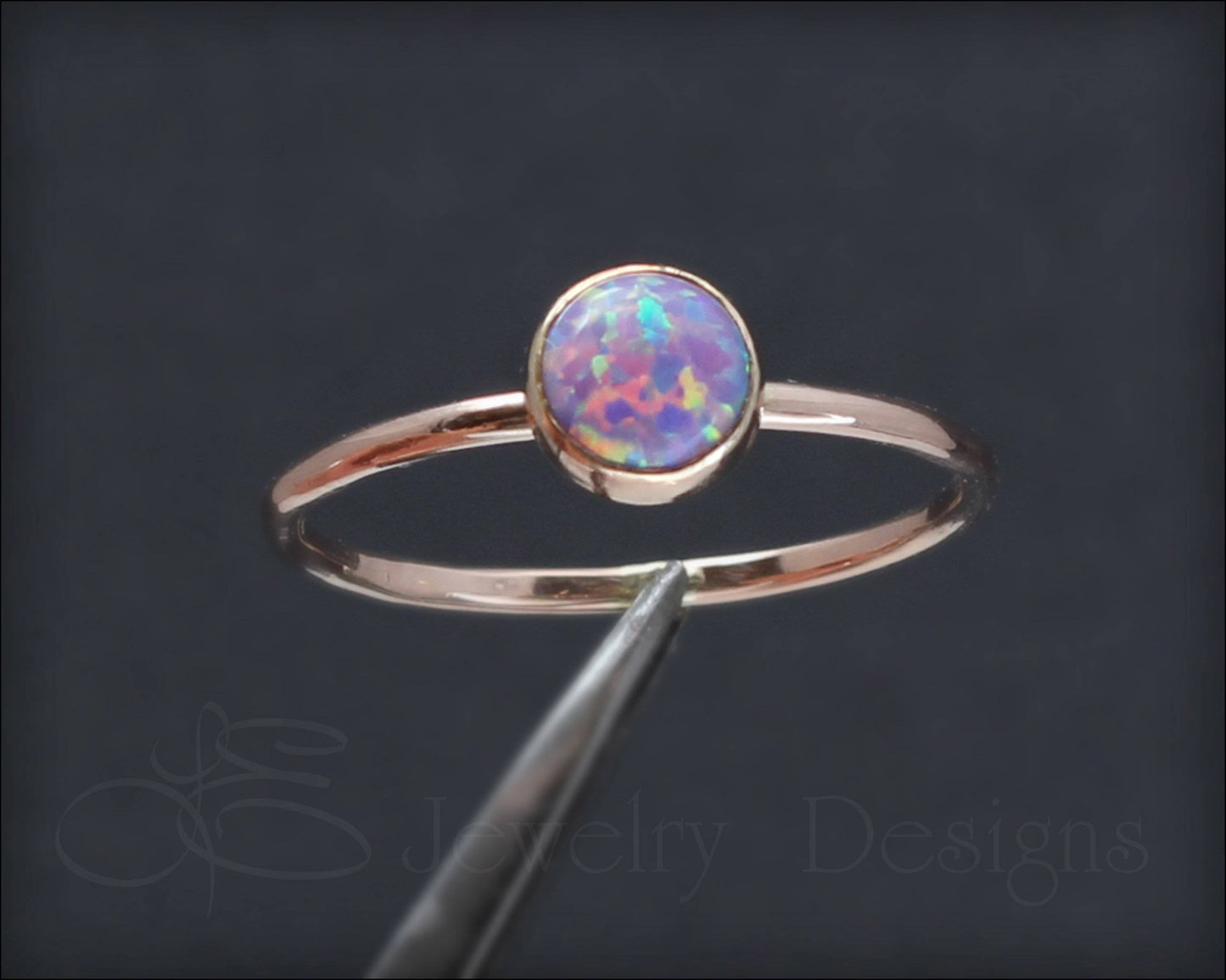 Gold Opal Stacking Ring - (6mm) - LE Jewelry Designs