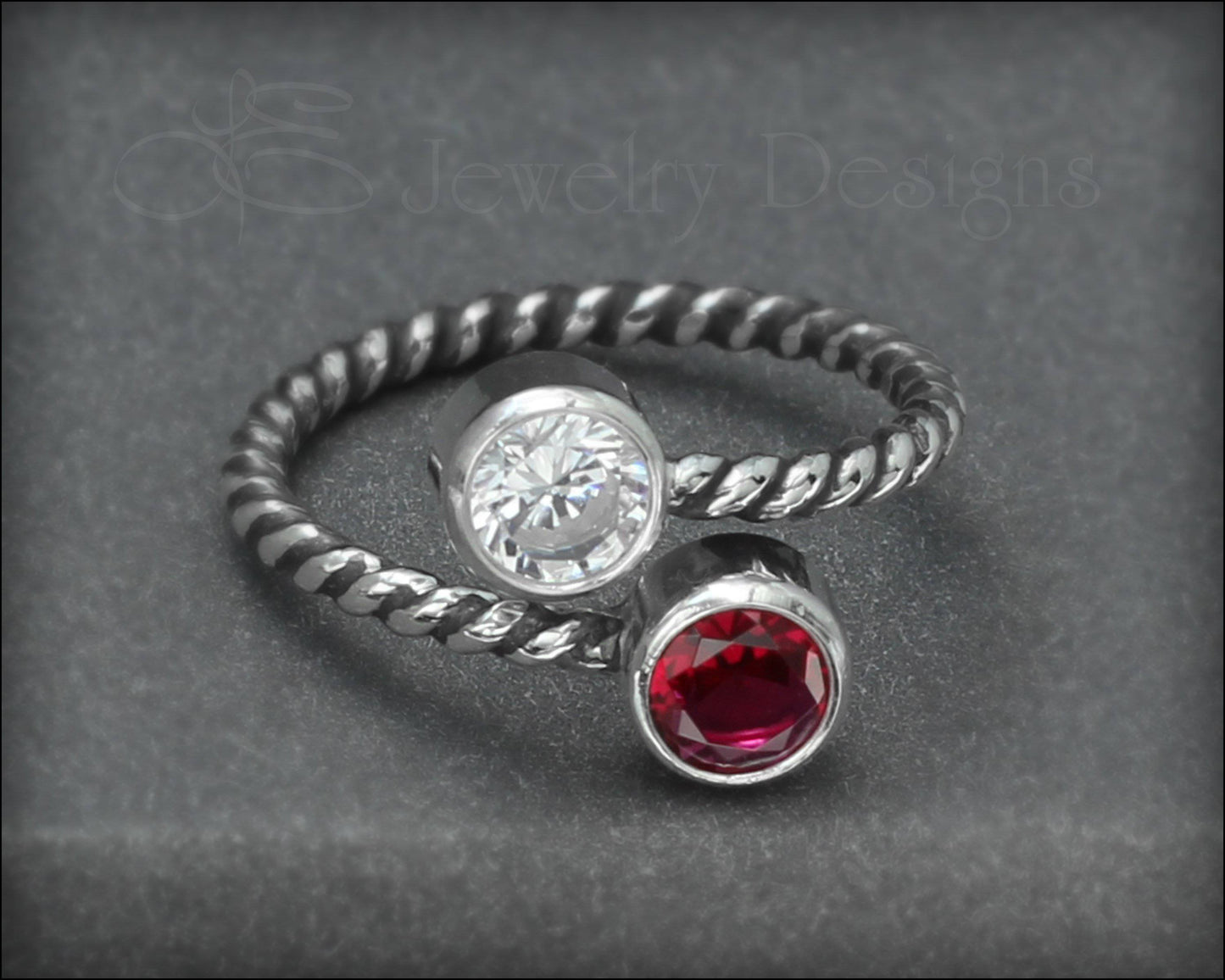 Twisted Sterling Dual Birthstone Ring - LE Jewelry Designs