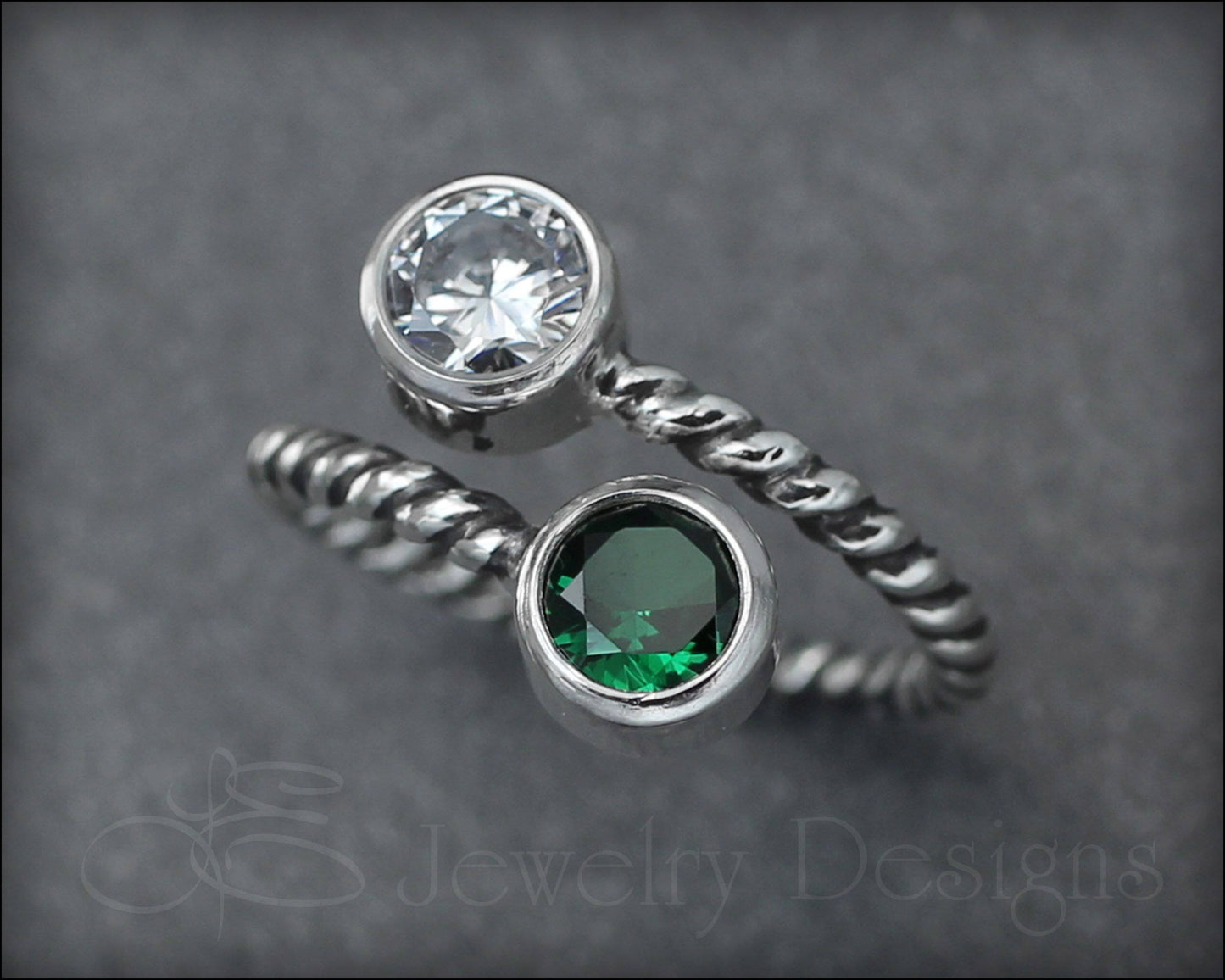 Twisted Sterling Dual Birthstone Ring - LE Jewelry Designs