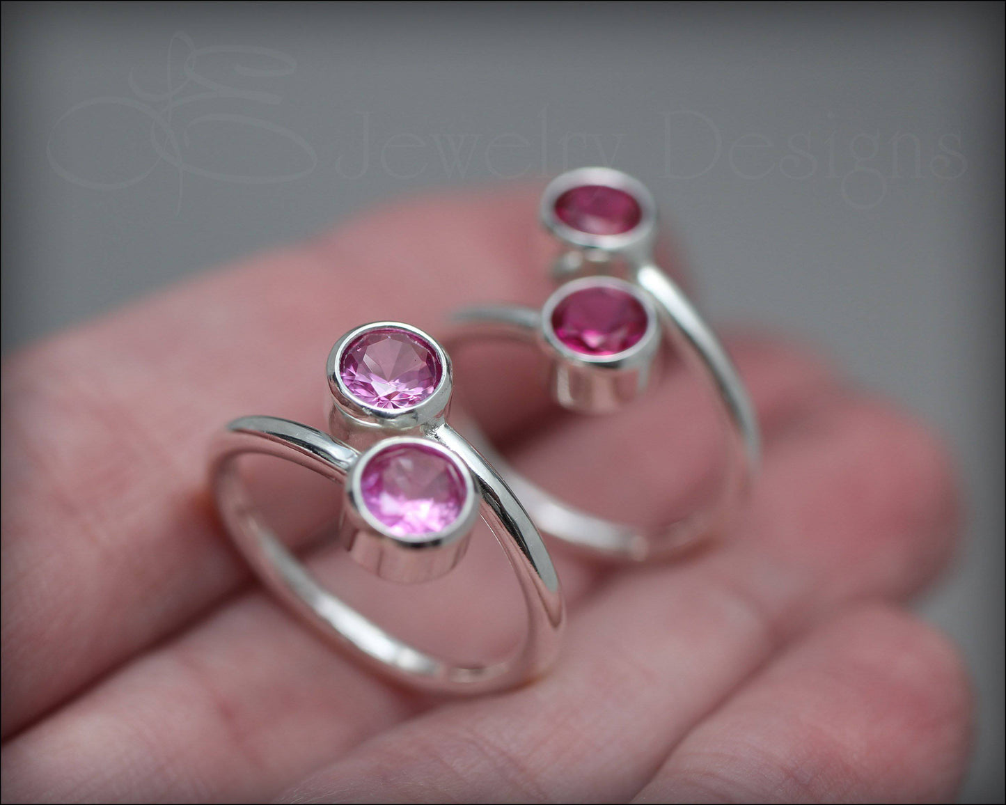 Sterling Dual Birthstone or Opal Ring - LE Jewelry Designs
