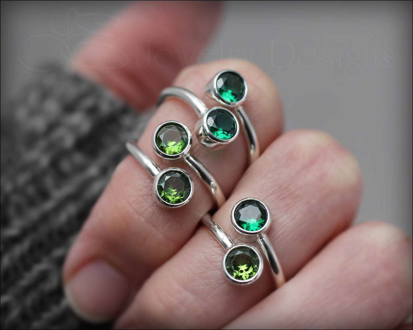 Sterling Dual Birthstone or Opal Ring - LE Jewelry Designs