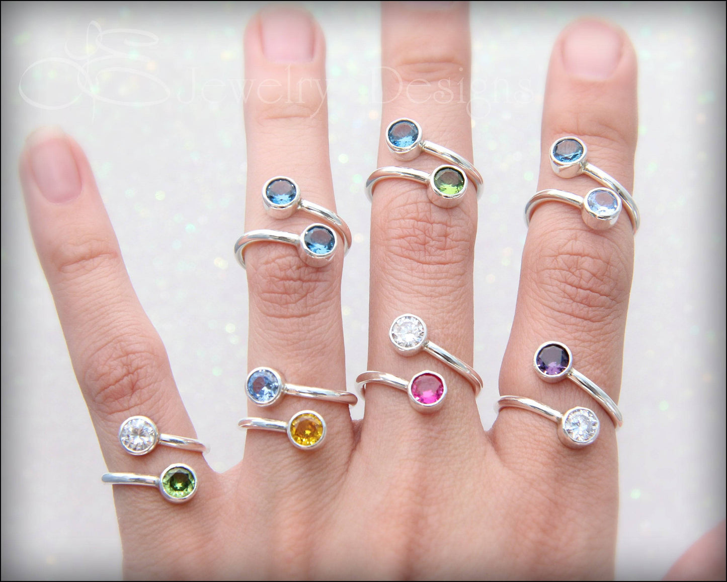 Sterling Dual Birthstone or Opal Ring - LE Jewelry Designs