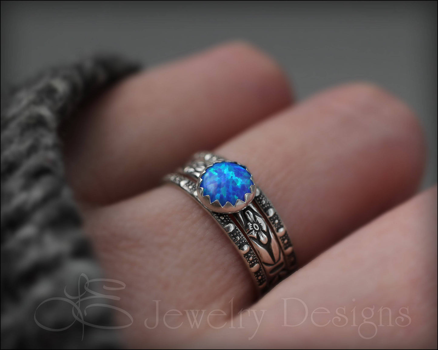 Floral Opal Ring Set (6mm opal) - LE Jewelry Designs