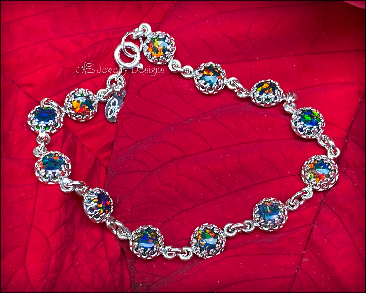 Sterling Silver Opal Link Bracelet (choose colors) - LE Jewelry Designs