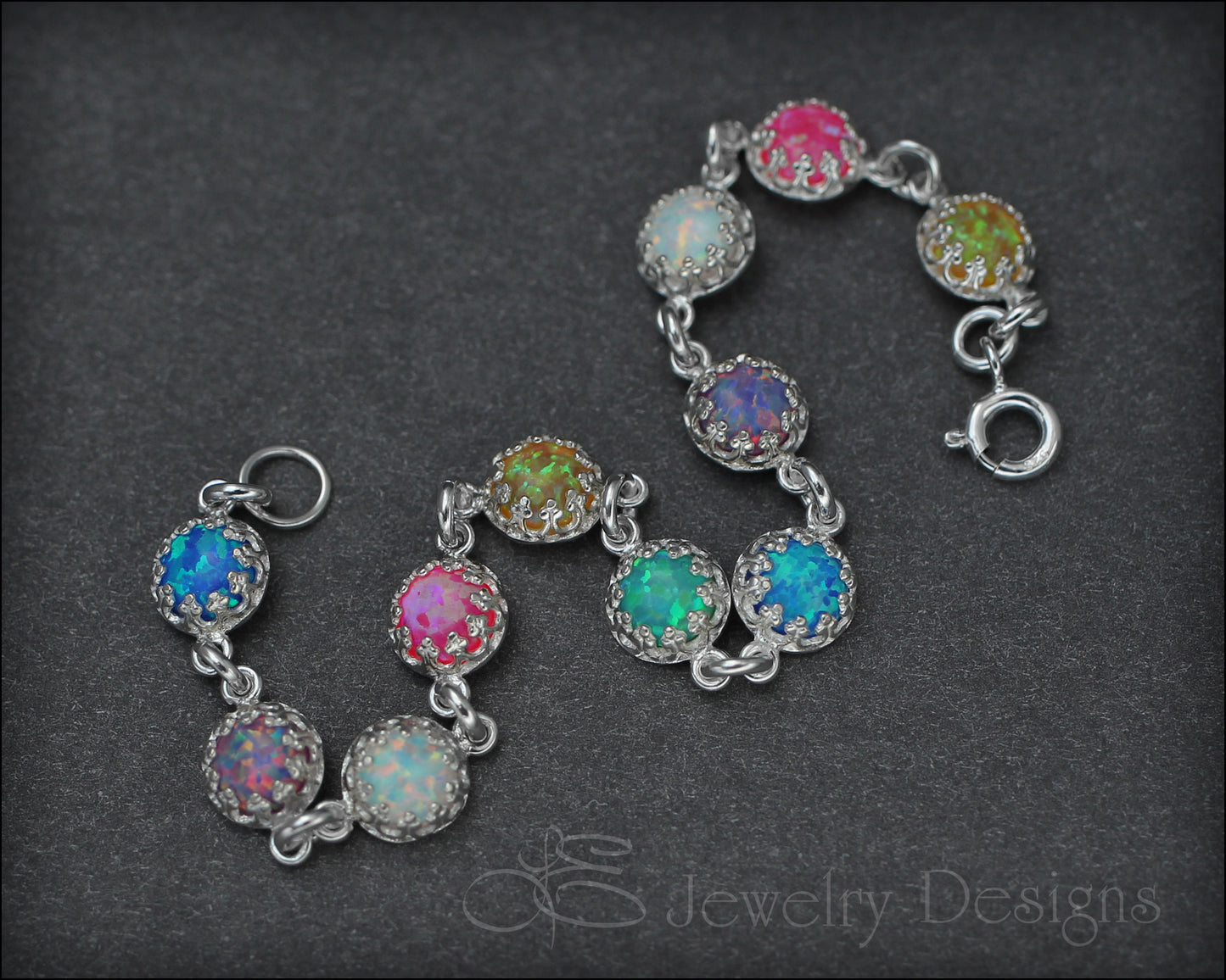 Sterling Silver Opal Link Bracelet (choose colors) - LE Jewelry Designs