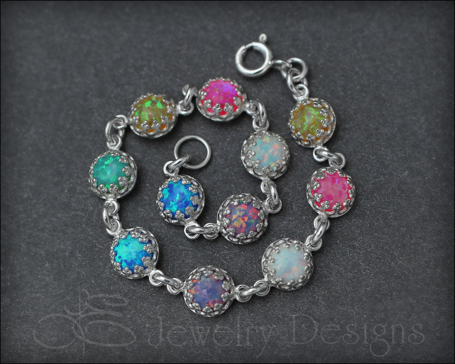 Sterling Silver Opal Link Bracelet (choose colors) - LE Jewelry Designs