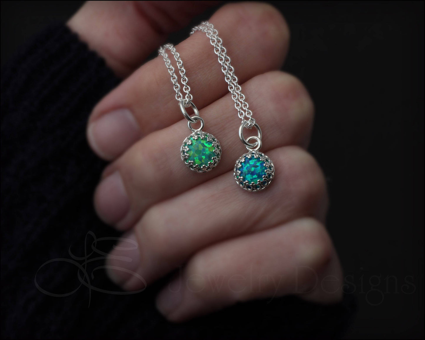 Silver Opal Necklace (choose color) - LE Jewelry Designs