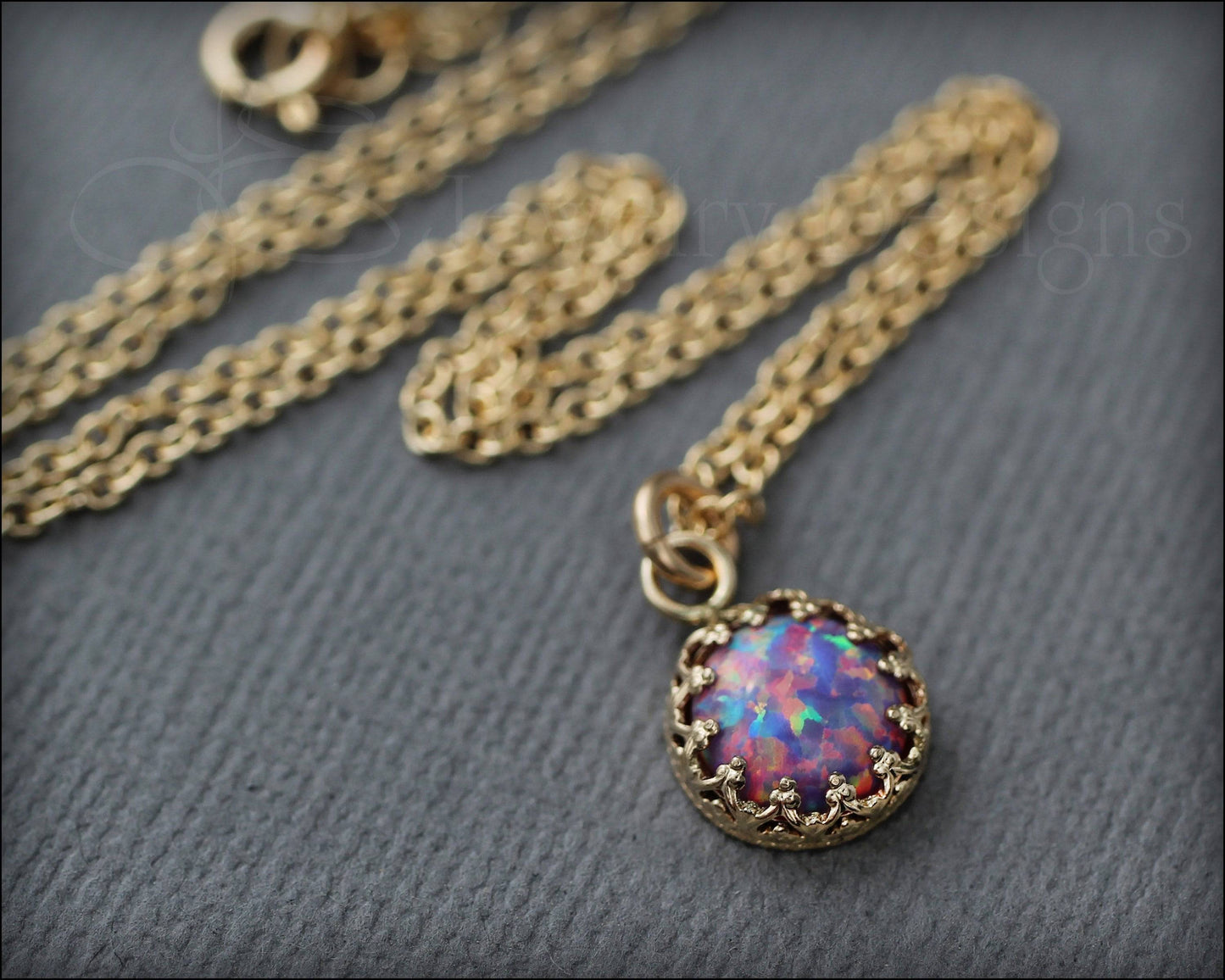 Gold Opal Necklace (choose color) - LE Jewelry Designs