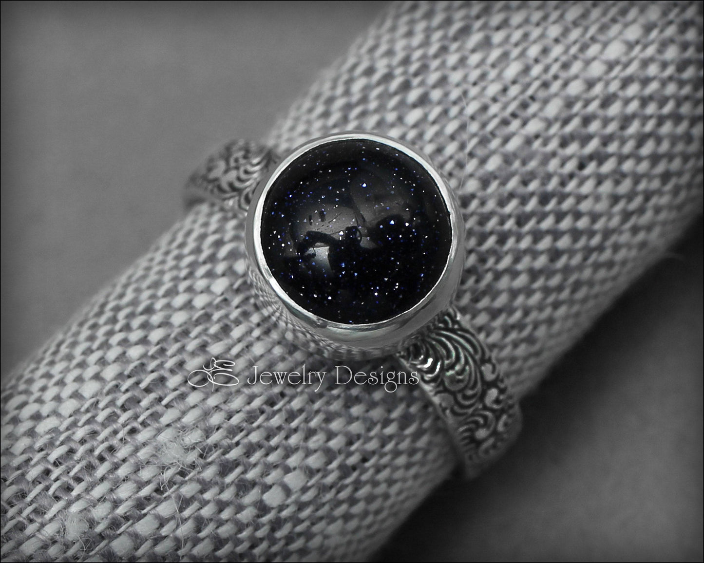 Blue Goldstone Galaxy Ring - LE Jewelry Designs