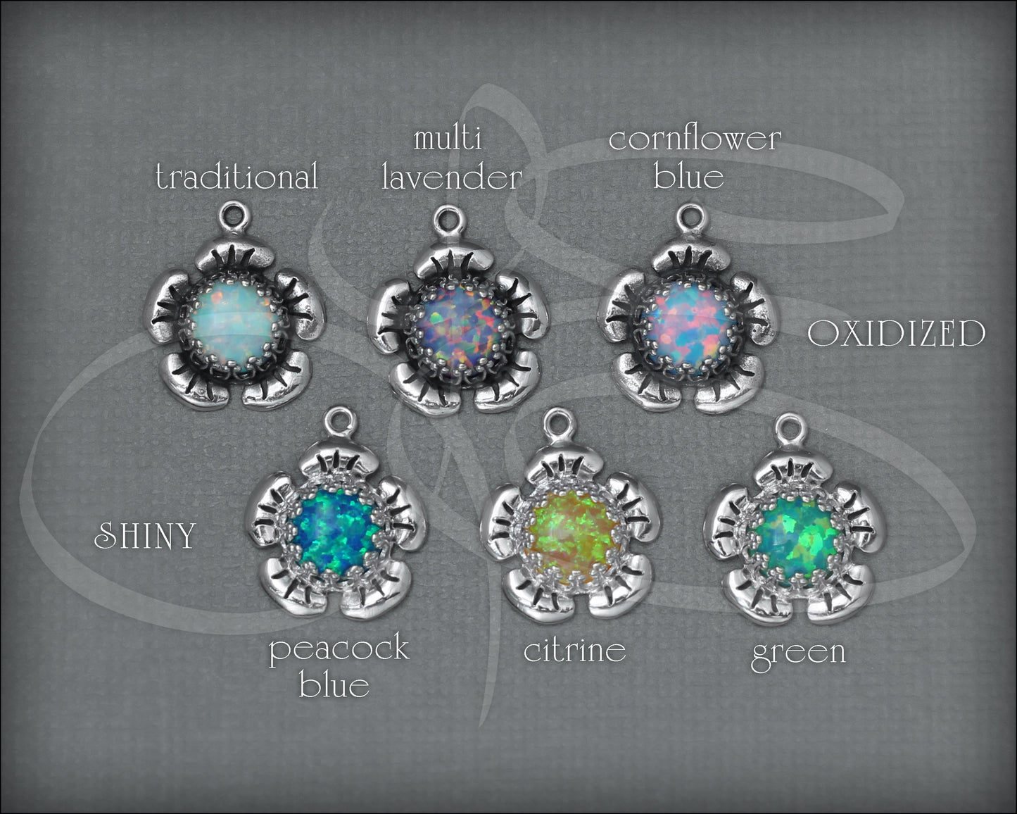 Sterling Opal Flower Necklace (24 colors) - LE Jewelry Designs