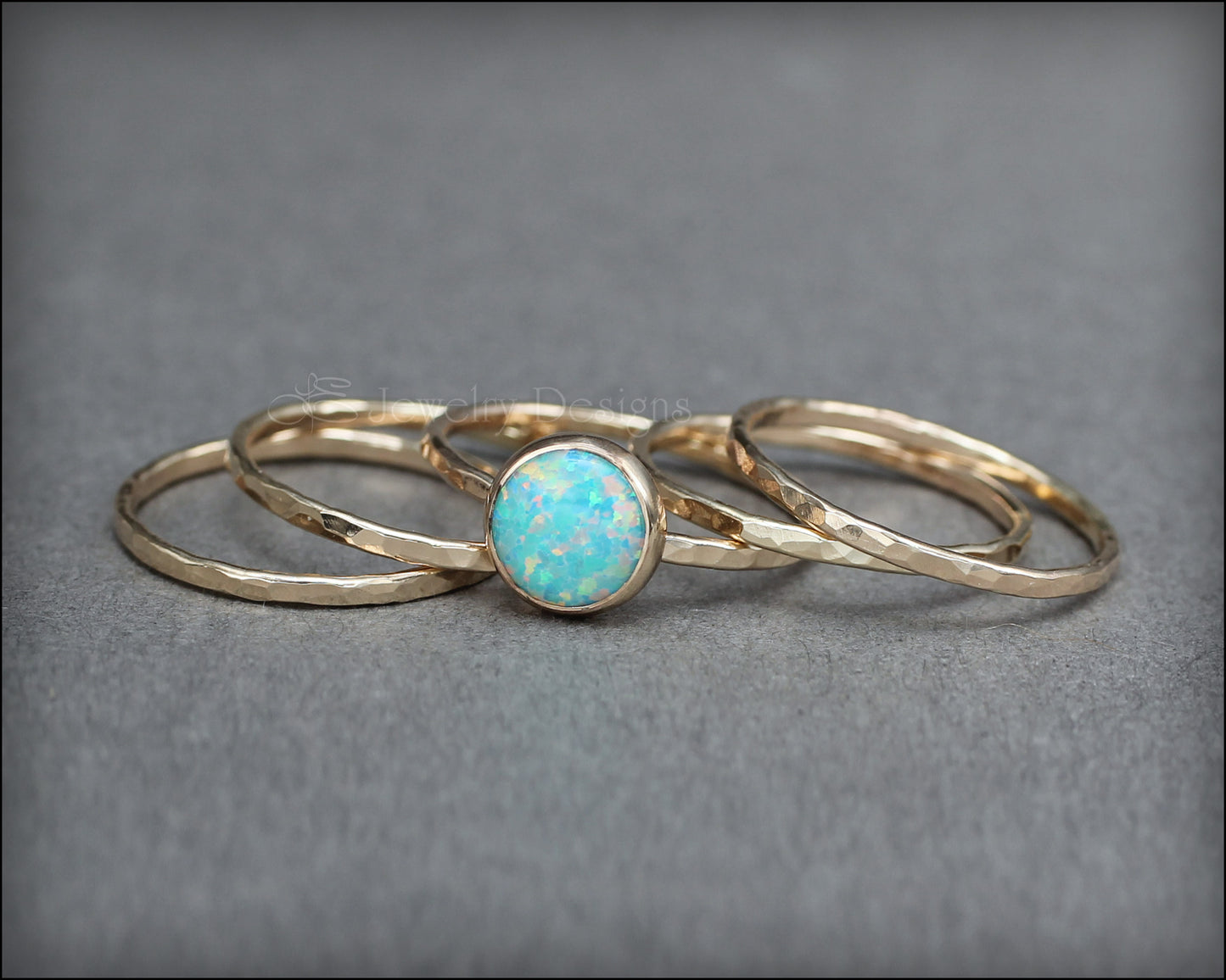 Opal Stacking Ring Set - (sterling, 14k gold-filled) - LE Jewelry Designs