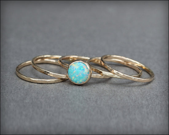 Opal Stacking Ring Set - (sterling, 14k gold-filled) - LE Jewelry Designs