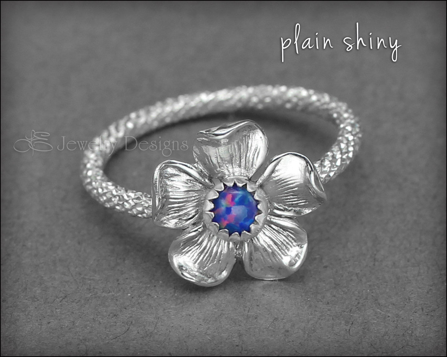 Glittery Sterling Flower Ring - (opal or birthstone) - LE Jewelry Designs