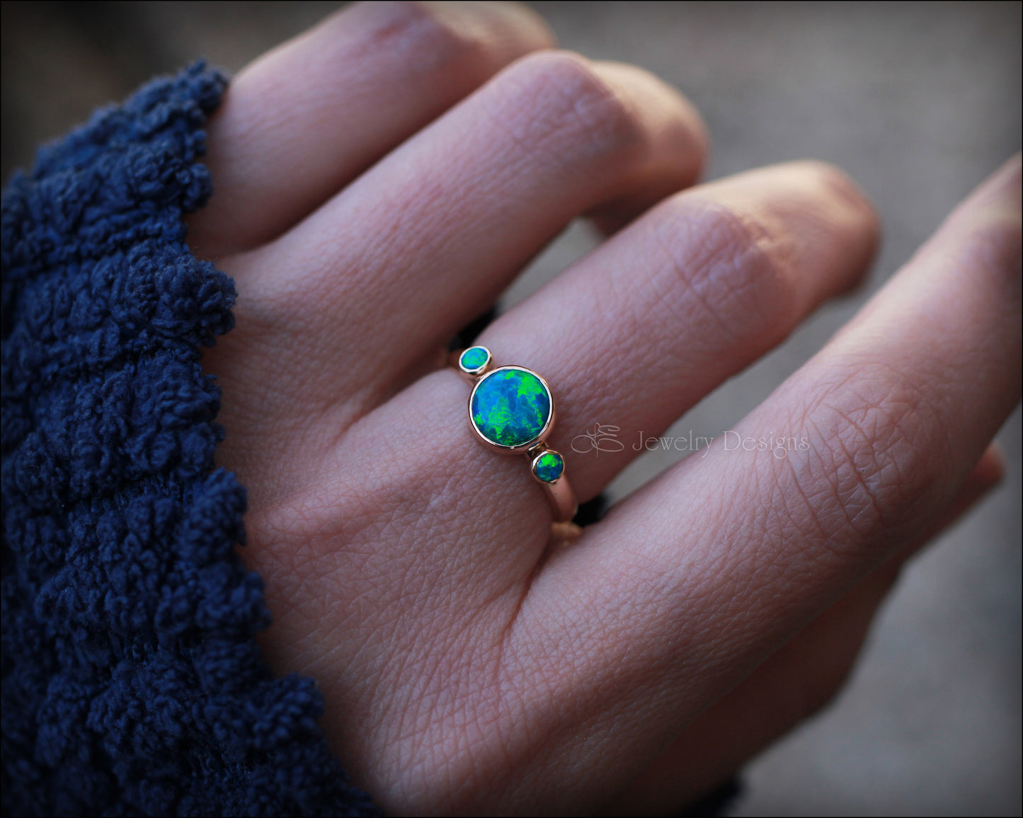 14k Gold-Filled Opal Trio Ring - LE Jewelry Designs