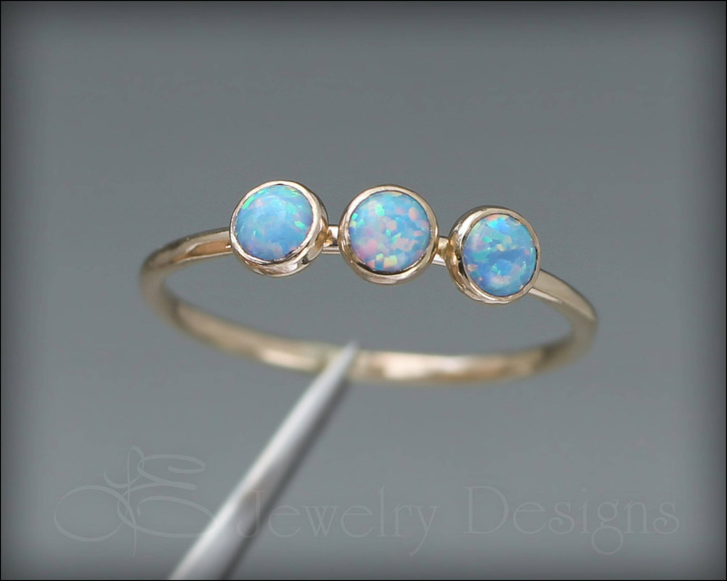 3-Stone Gold-Filled Opal Ring - LE Jewelry Designs