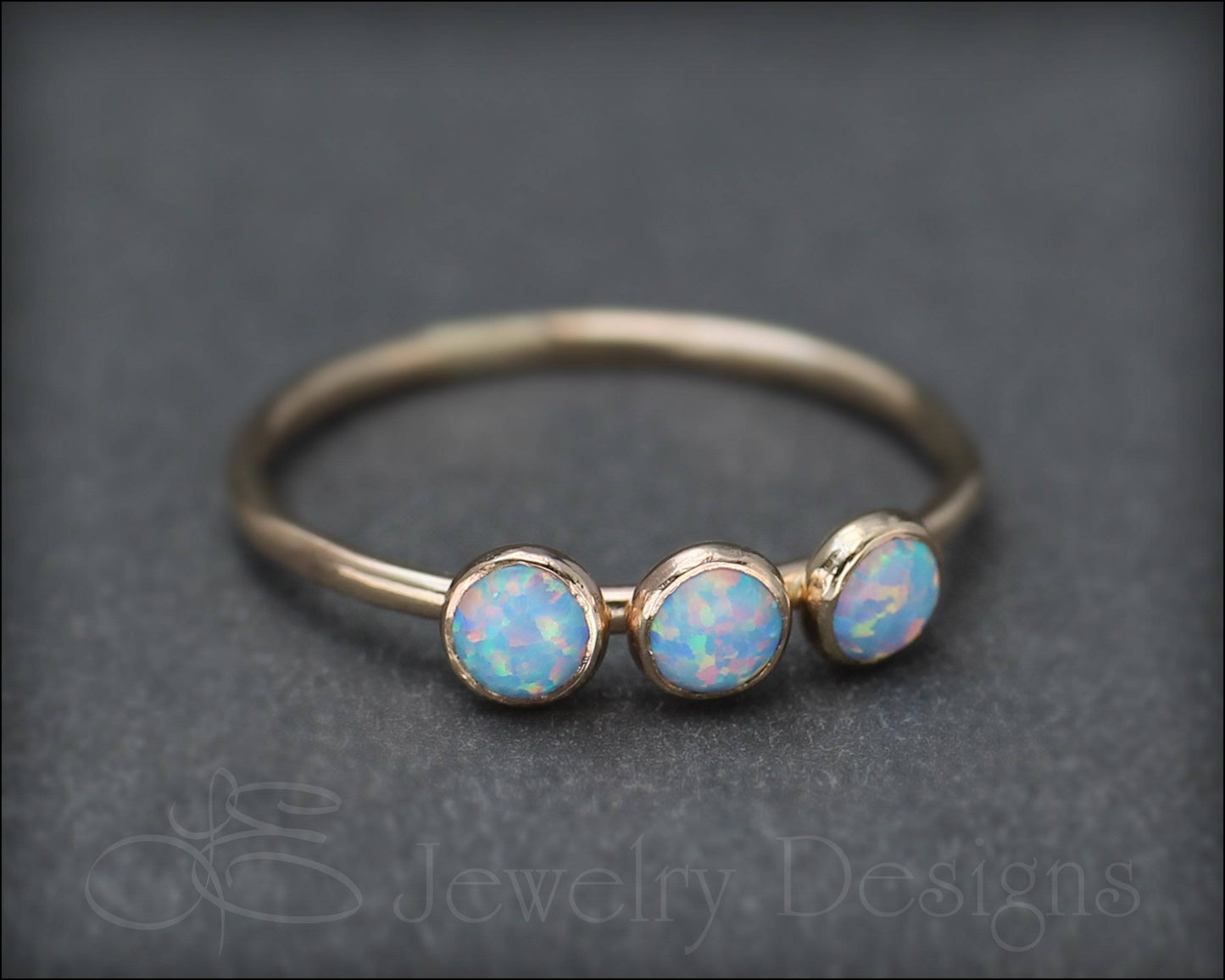 3-Stone Gold-Filled Opal Ring - LE Jewelry Designs