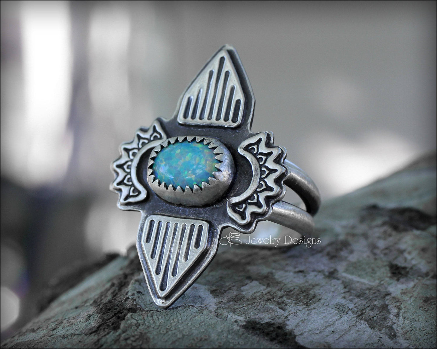 Size 5.5 - Boho Sterling Silver Opal Ring - LE Jewelry Designs