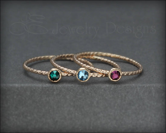 Twisted Birthstone Ring (silver, gold, rose gold) - LE Jewelry Designs