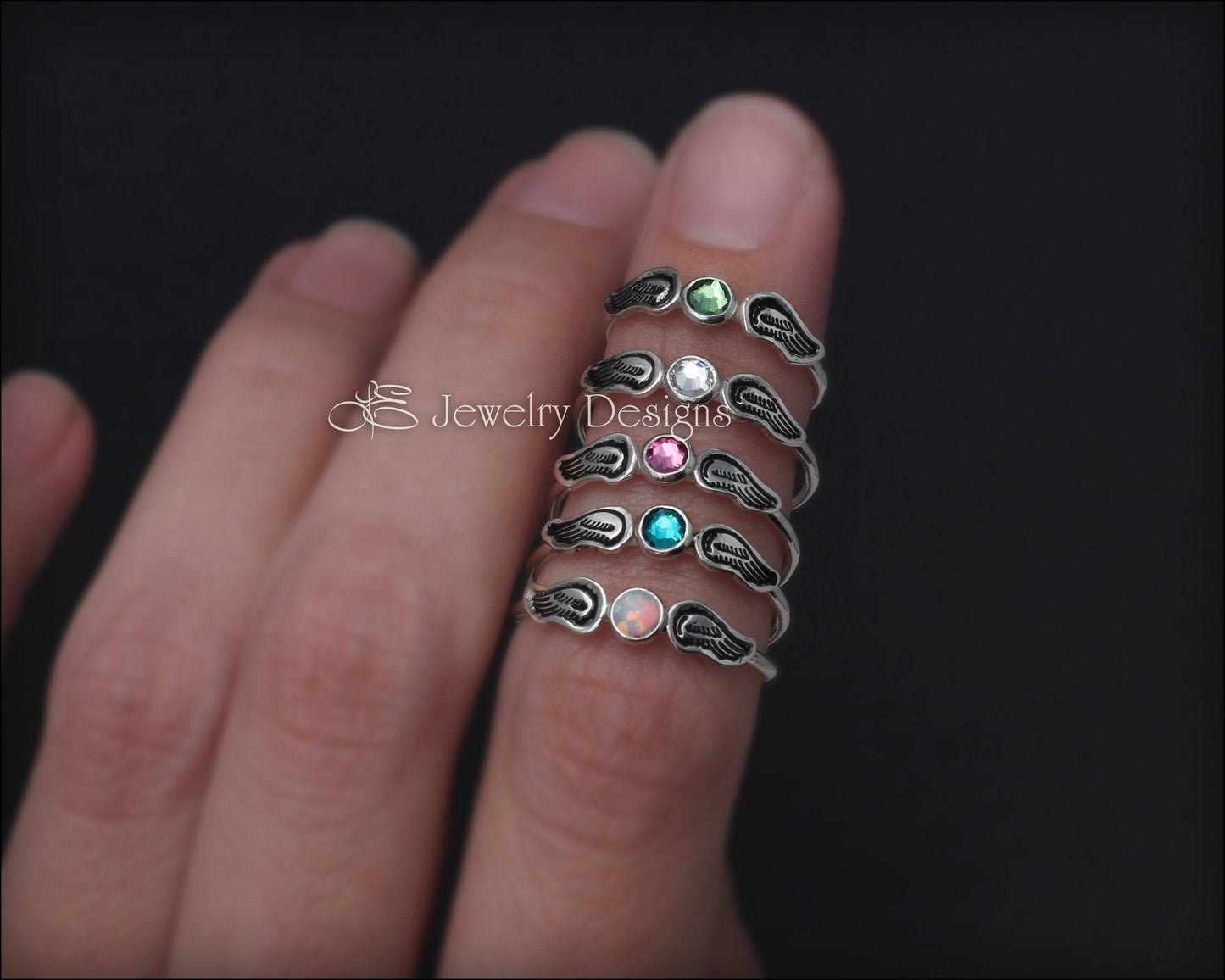 Angel Wings Birthstone Ring - LE Jewelry Designs
