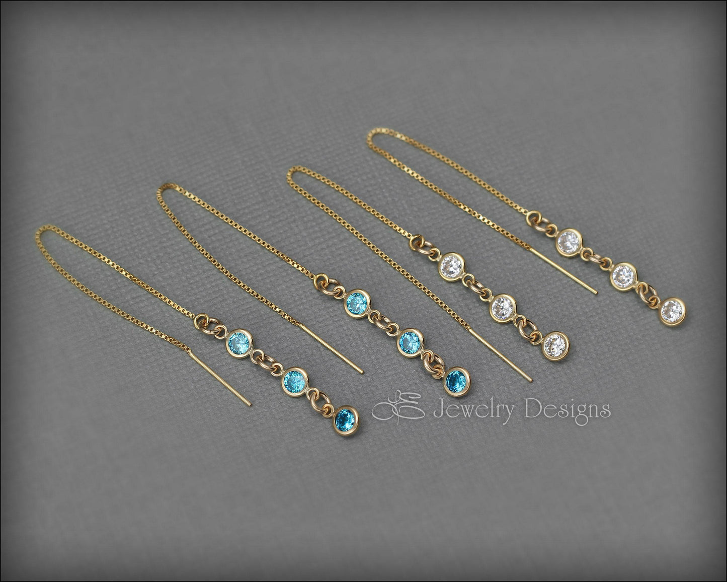 Cubic Zirconia Ear Threaders (yellow & rose gold-filled) - LE Jewelry Designs