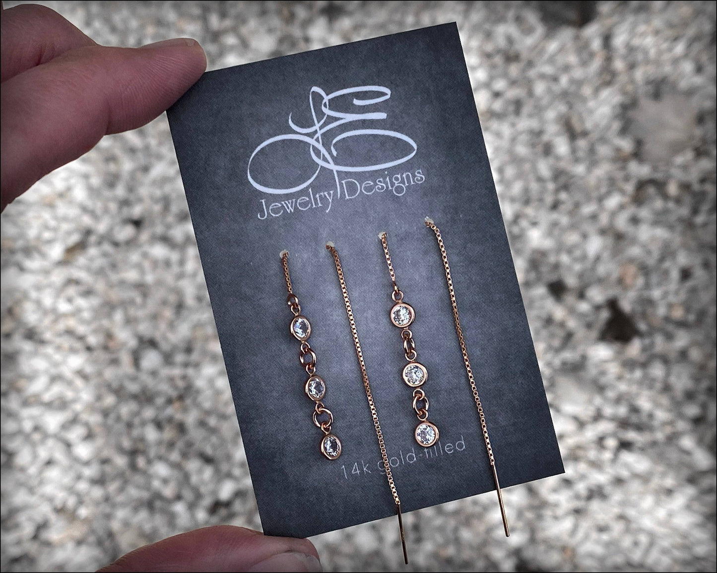 Cubic Zirconia Ear Threaders (yellow & rose gold-filled) - LE Jewelry Designs