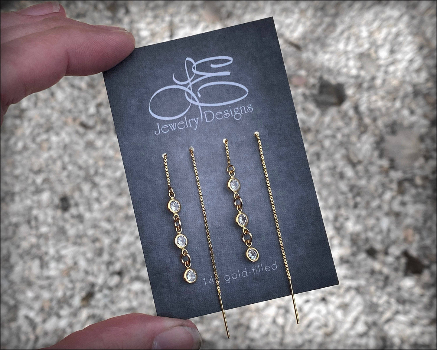 Cubic Zirconia Ear Threaders (yellow & rose gold-filled) - LE Jewelry Designs