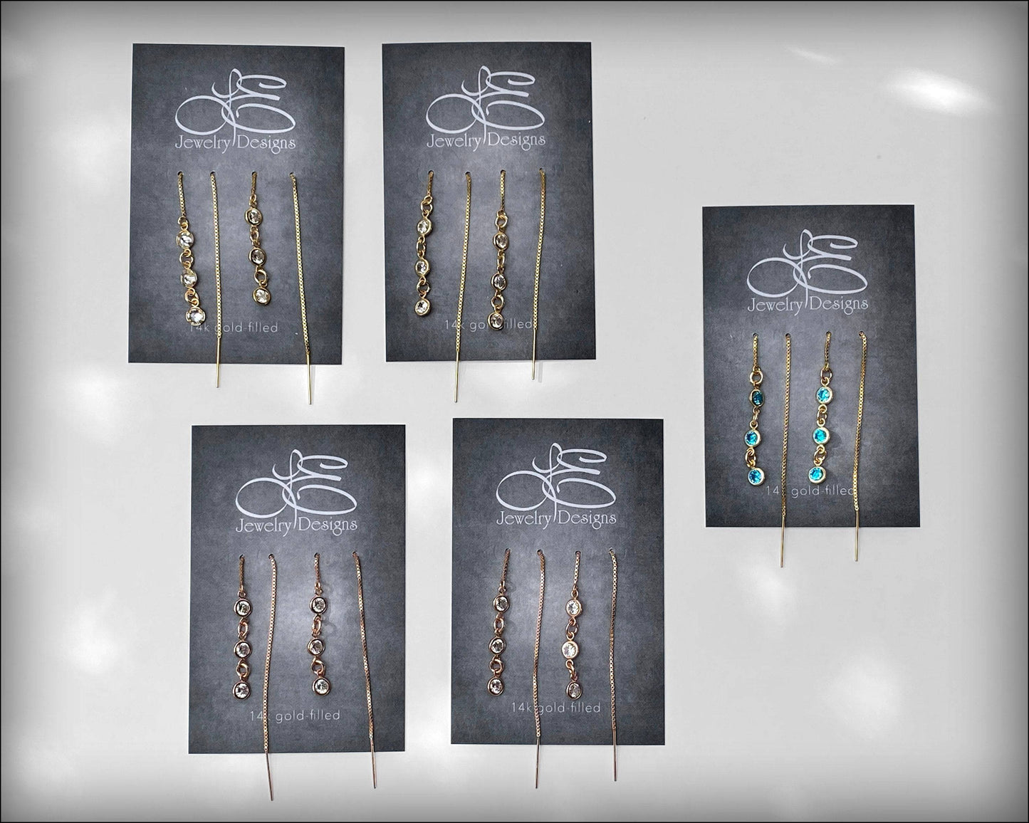 Cubic Zirconia Ear Threaders (yellow & rose gold-filled) - LE Jewelry Designs