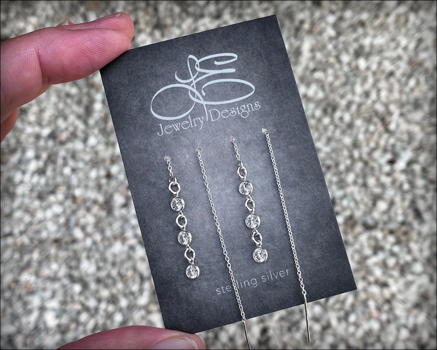 Cubic Zirconia Ear Threaders (silver or gold) - LE Jewelry Designs
