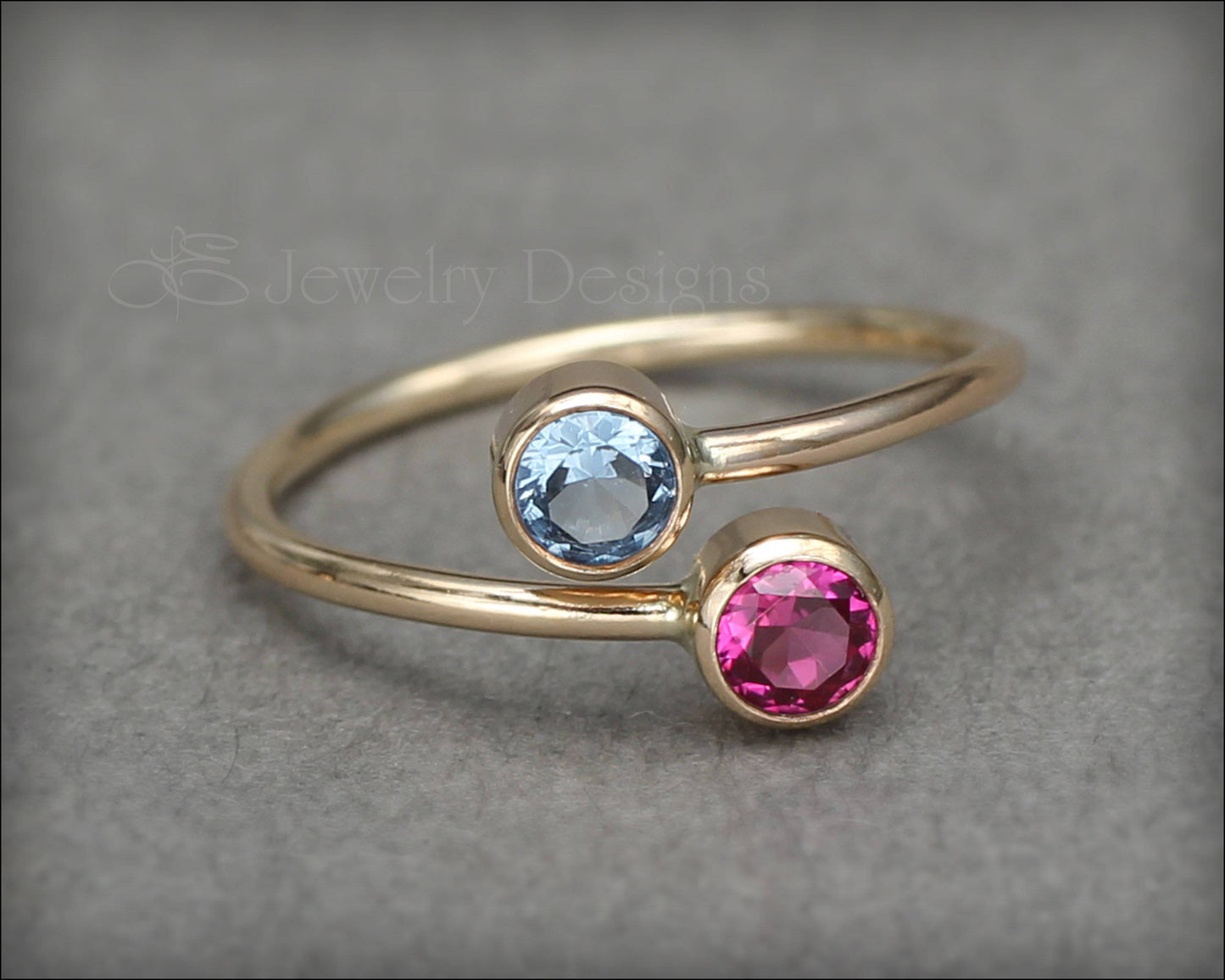 Gold Dual Birthstone or Opal Ring - LE Jewelry Designs