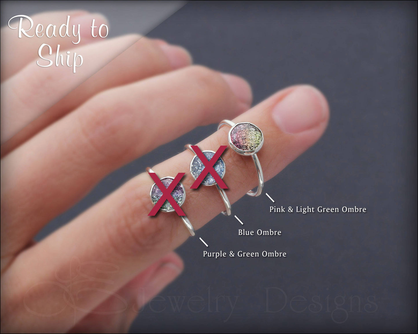 Size 7 - Sterling Glitter Resin Ring - LE Jewelry Designs