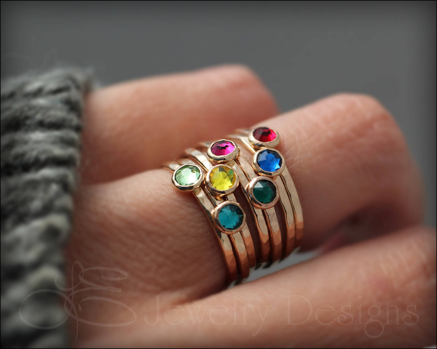Gold Birthstone or Opal Stacking Ring - LE Jewelry Designs