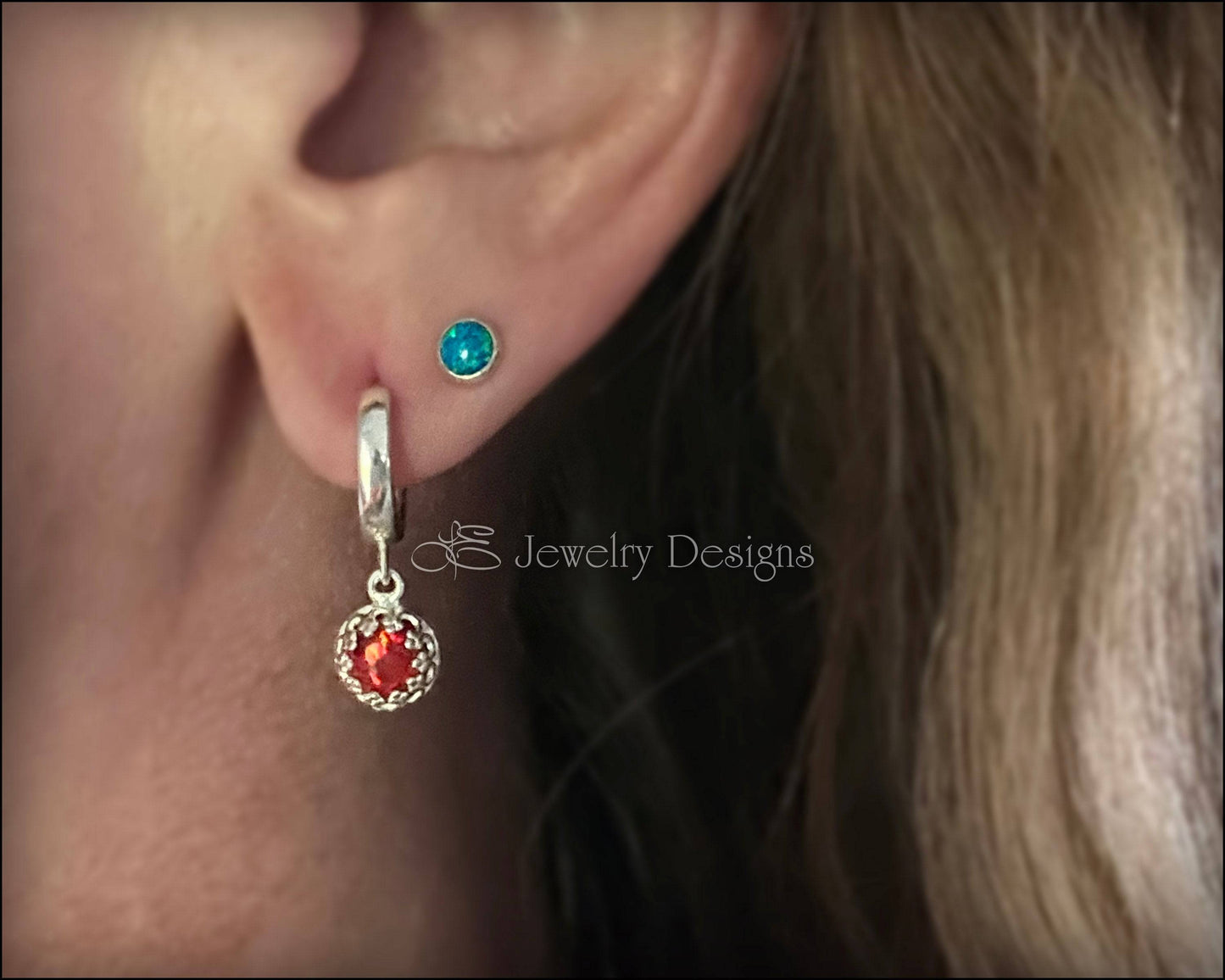 Sterling Opal Huggie Drops - (choose color) - LE Jewelry Designs