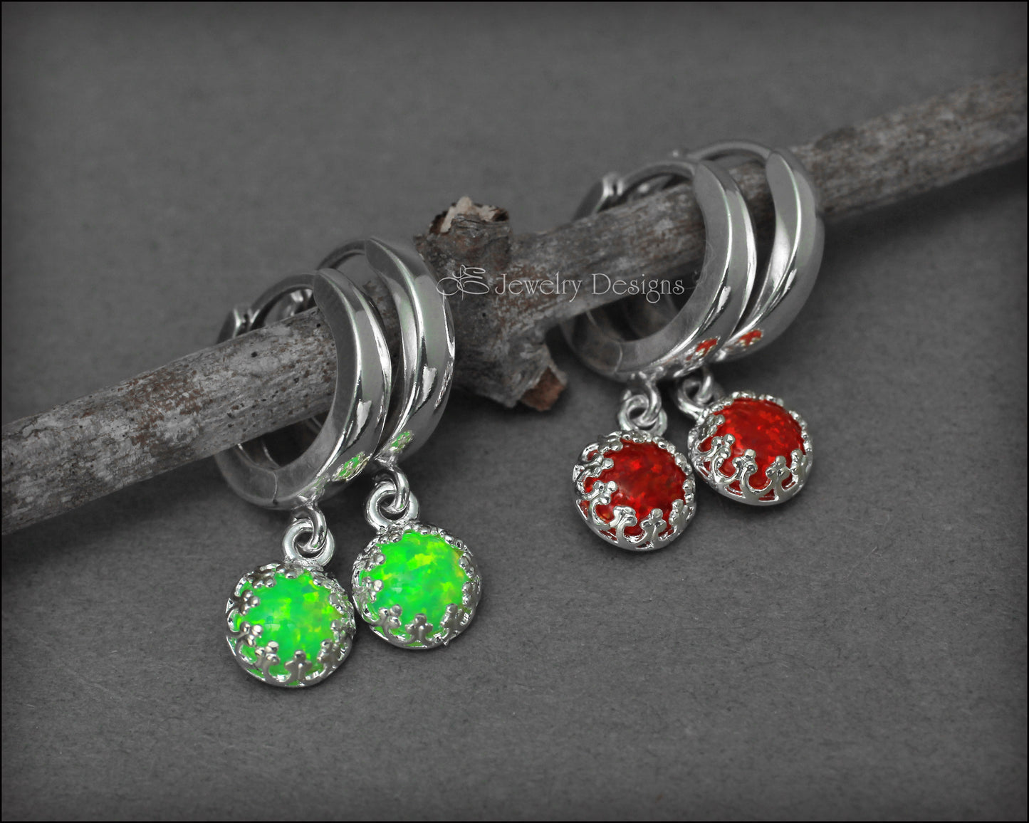 Sterling Opal Huggie Drops - (choose color) - LE Jewelry Designs