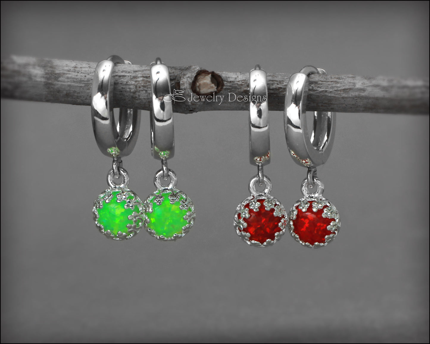 Sterling Opal Huggie Drops - (choose color) - LE Jewelry Designs