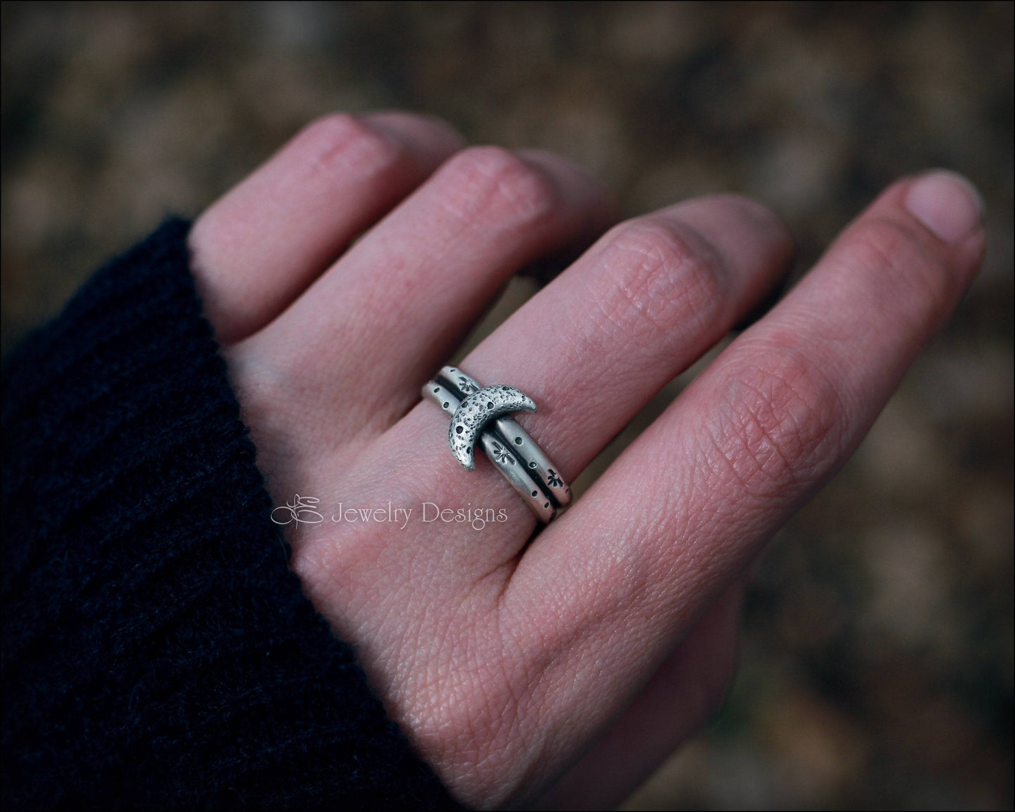 Sterling Moon Double Band Ring - LE Jewelry Designs