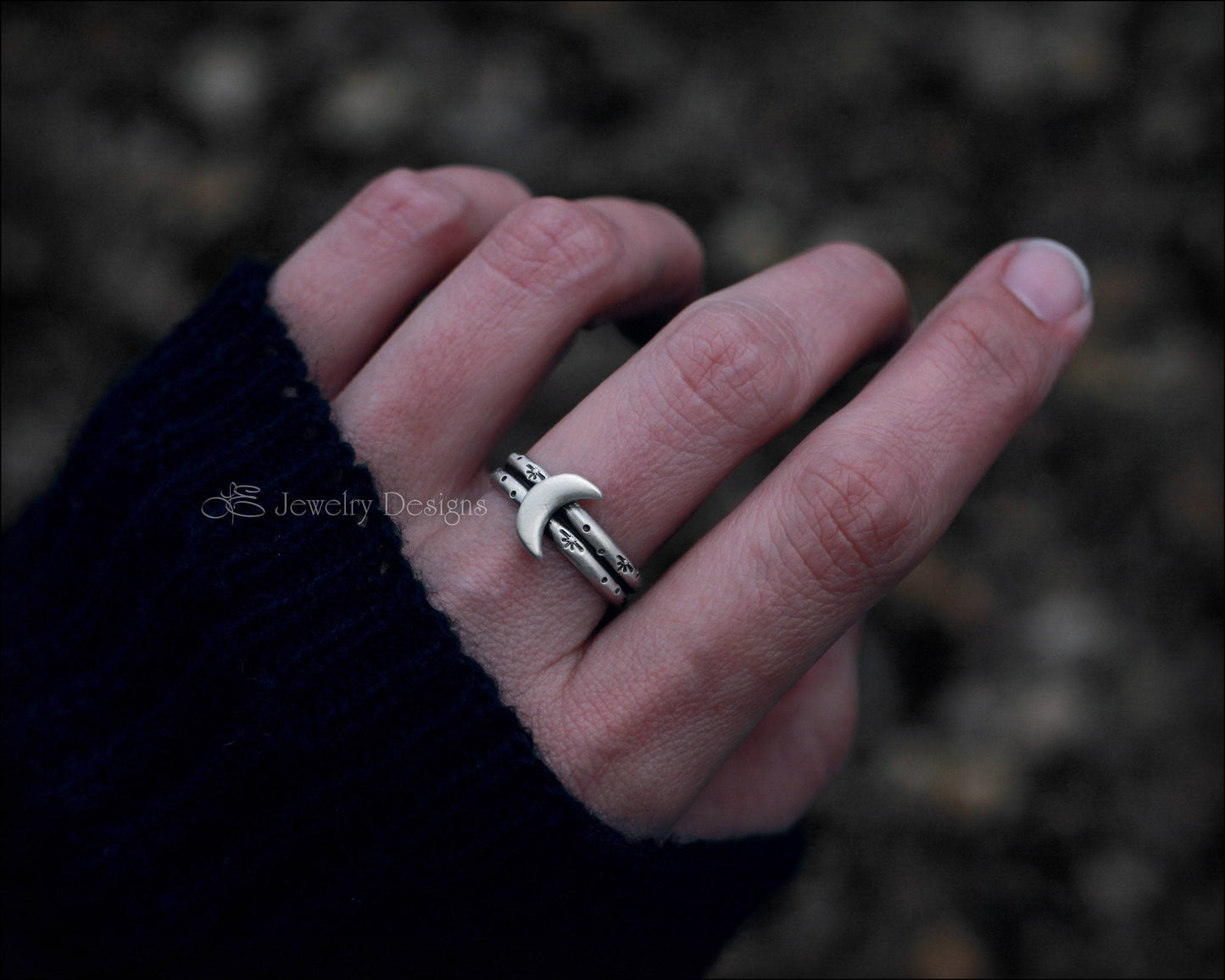 Sterling Moon Double Band Ring - LE Jewelry Designs