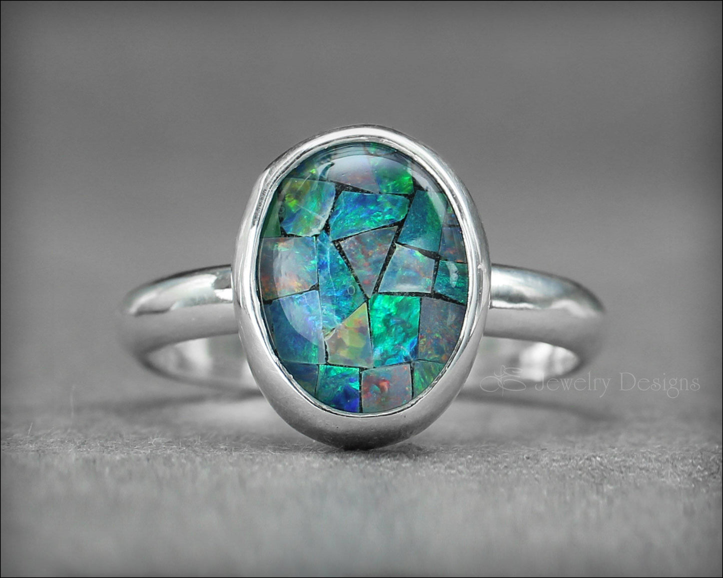 Sterling Mosaic Opal Ring - LE Jewelry Designs