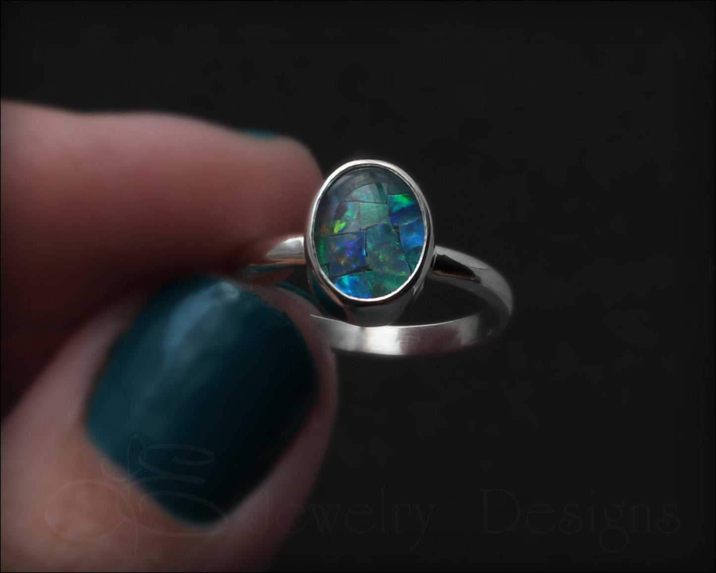 Sterling Mosaic Opal Ring - LE Jewelry Designs