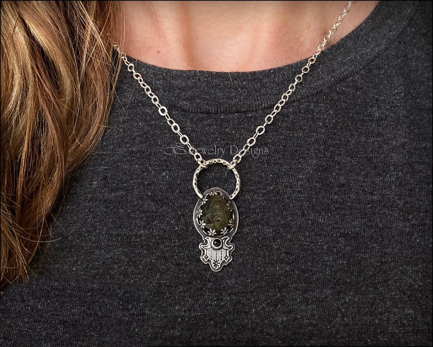Sterling Moon Phase Obsidian Necklace - LE Jewelry Designs