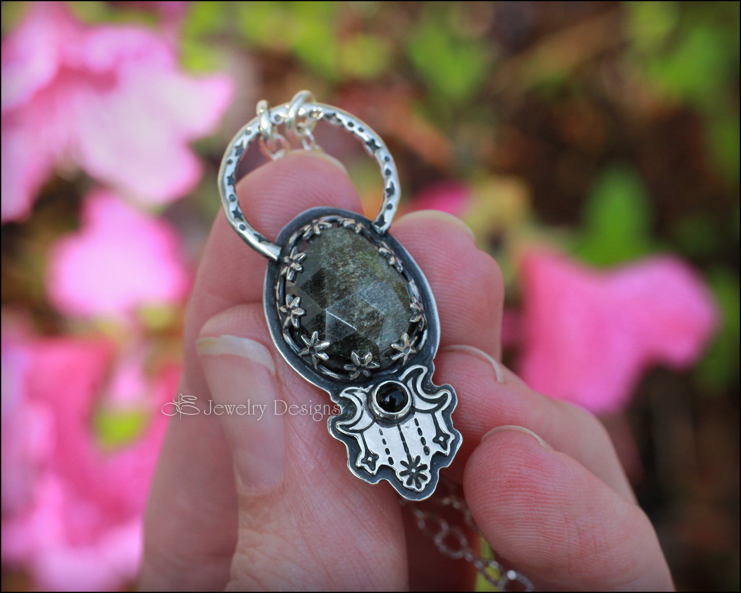 Sterling Moon Phase Obsidian Necklace - LE Jewelry Designs